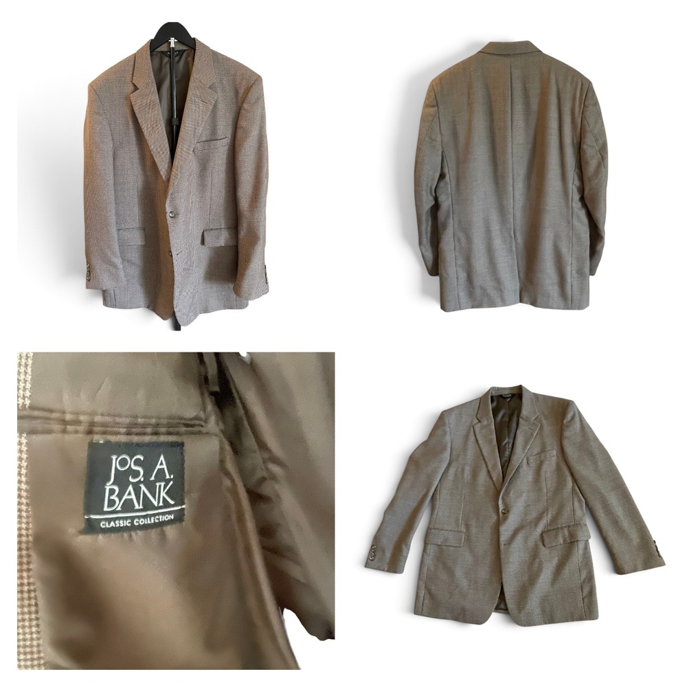Jos A Bank Blazer 50L Wool Blend Brown & Beige Tweed Men's  Sport Coat Jacket